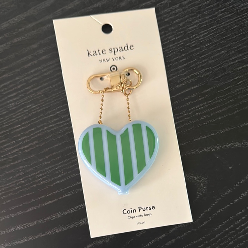 NWT Kate Spade ♠️ 🎯 Collab Striped Heart Coin Purse - Green and Blue